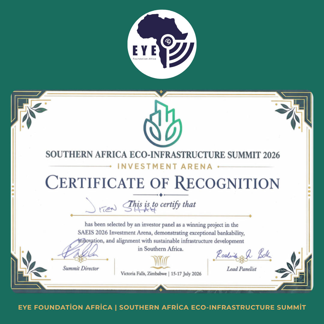 SAEIS 2026 Investment Arena Certificate of Recognition awarded to E.Y.E Foundation Africa